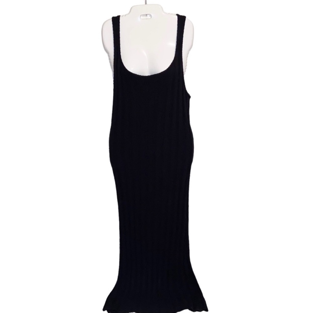 Free People Beach Santos Knit Sweater Midi Dress Womens Large Boho Ribbed Black - Picture 4 of 15